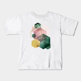 Emerald Green and Pink Geo No 3 Kids T-Shirt